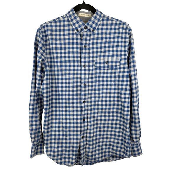 Men LL Bean 100%Cotton Slightly Fitted Blue Flannel/Checkered Button Up Shirt-S - Picture 1 of 4